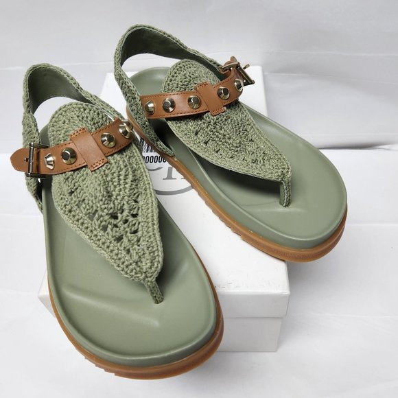 NIB Gorgeous Ash Moss Green Union Sandals EU 38